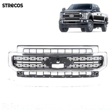 For 2020-2022 Ford F250 F350 Front Bumper Grille Assembly Grill Chrome+Black