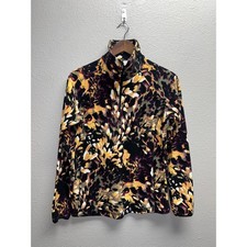 Womens Columbia Floral Print Fleece Sweatshirt Pullover Quarter Zip Multicolor M