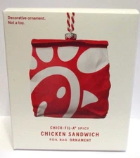New 2025 Chick-Fil-A Spicy Chicken Sandwich Red Bag Holiday Ornament LIMITED