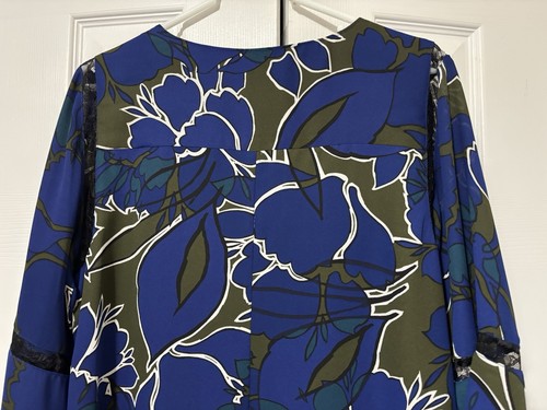 Apt 9 Dress Size L Black Blue Design Short Sleeve Easter Spring Floral NWT - Picture 7 of 7