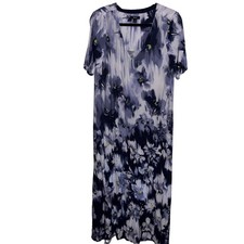 Simply Vera Vera Wang Women's Blue White Floral Night Gown Short Sleeve M