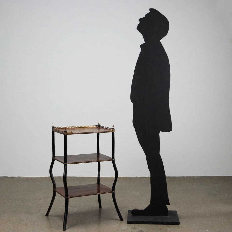 Table Basse Ancienne Hêtre Métal Italie du XXe Siècle Originale - Photo 2/4