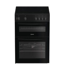 Image of Indesit 60cm Double Oven Electric Cooker - Black IDE6VMB