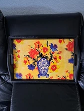 Wooden tea serving Floral tray 18x12