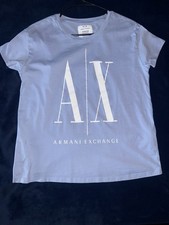 Armani Exchange ICON PERIOD. Light Blue Logo Cotton Jersey T-Shirt women
