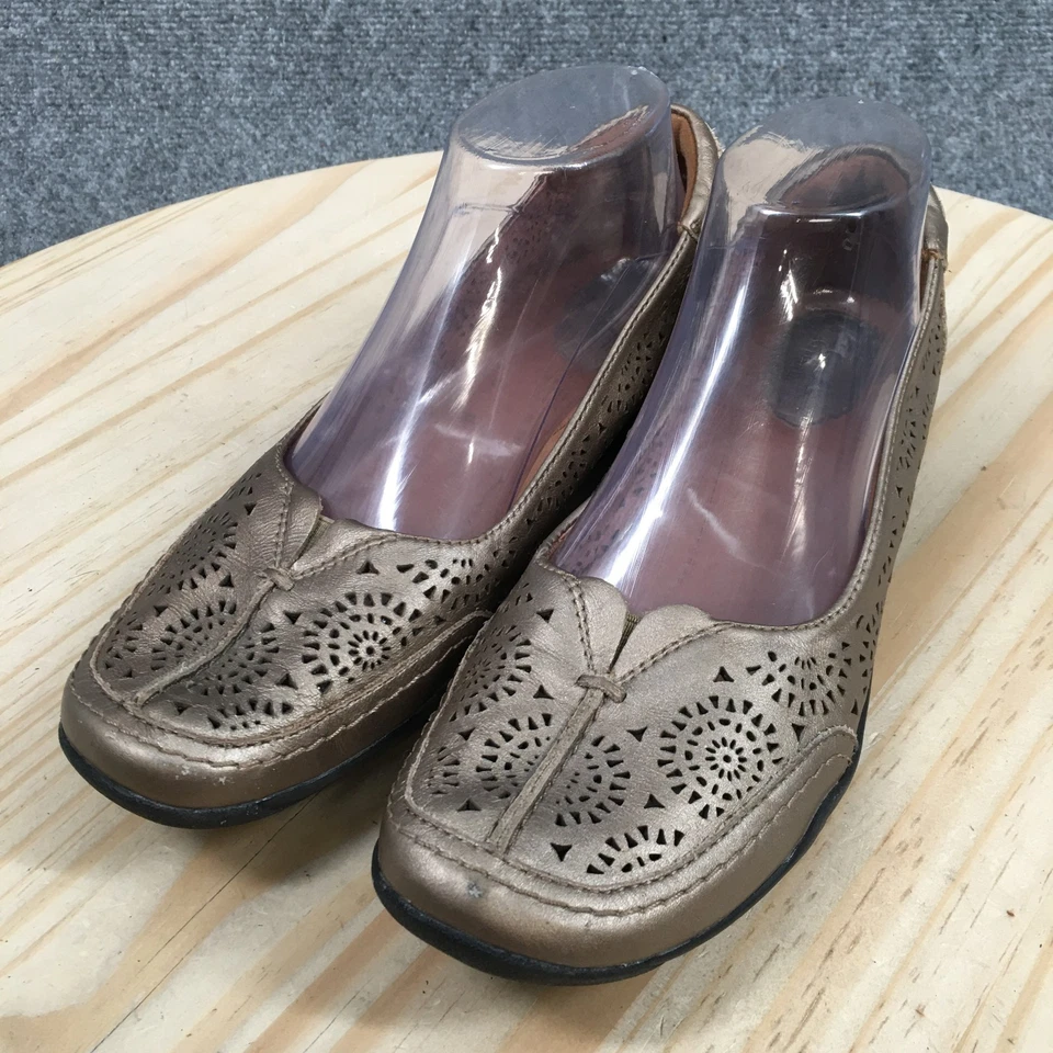 Clarks Zapatos Artesanales Mujer 8 M Kessa Gazebo Sin Cordones Metálicos Bronce Comodidad Foto 3 de 4