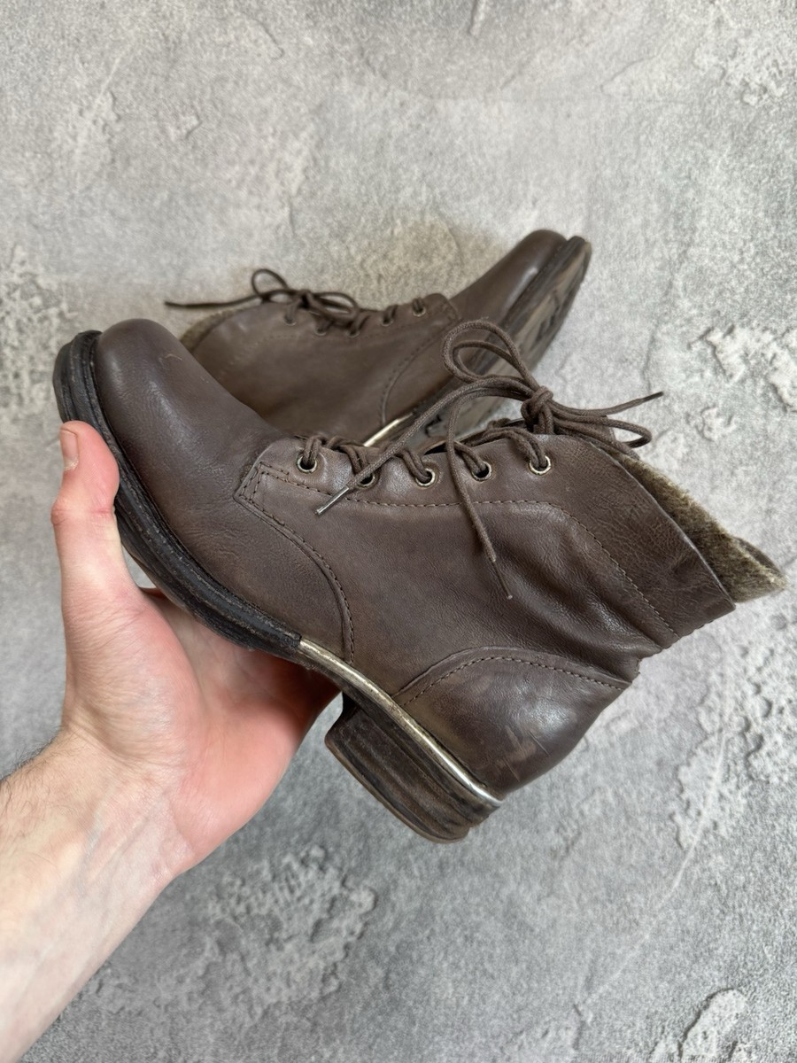 Airstep AS98 A.S.98 37 Brown Leather Zip Biker Hi Top Shoes Boots