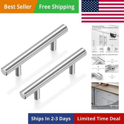 30 Pack Brushed Nickel Cabinet Handles 3 Inch Hole Center Drawer Pulls Stainl...