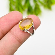 Citrine Gemstone 925 Sterling Silver Ring Handmade Jewelry Ring Gift For Wife