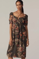 Farm Rio x Anthropologie Long-Sleeve Halter Midi Dress L
