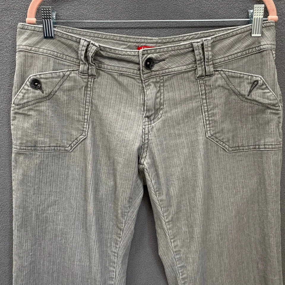 Vtg Y2K 00s 90s Unionbay Flare Leg Corduroy Pant Juniors 11 Stretch Grey Indie - Image 3 of 4