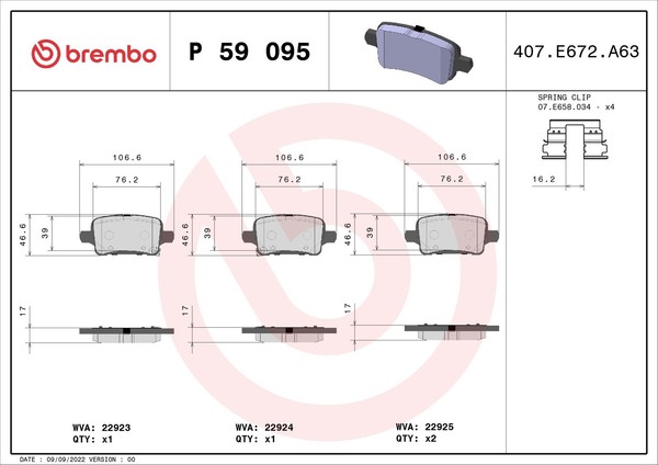 Brembo Bremsbelagsatz Scheibenbremse Prime P 59 095 FüR Opel Insignia Sport Z18-image