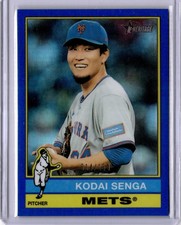 Kodai Senga 2025 Topps Heritage Chrome Blue #708 New York Mets #014/150