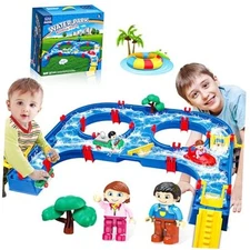 SANCO Water Table for Toddlers - Kids Water Track Playset 61PCS DIY Table 