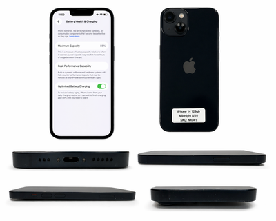 Apple iPhone 14 ミッドナイト 88% Apple iPhone 14 Midnight 128GB, Factory Unlocked - 88% Battery