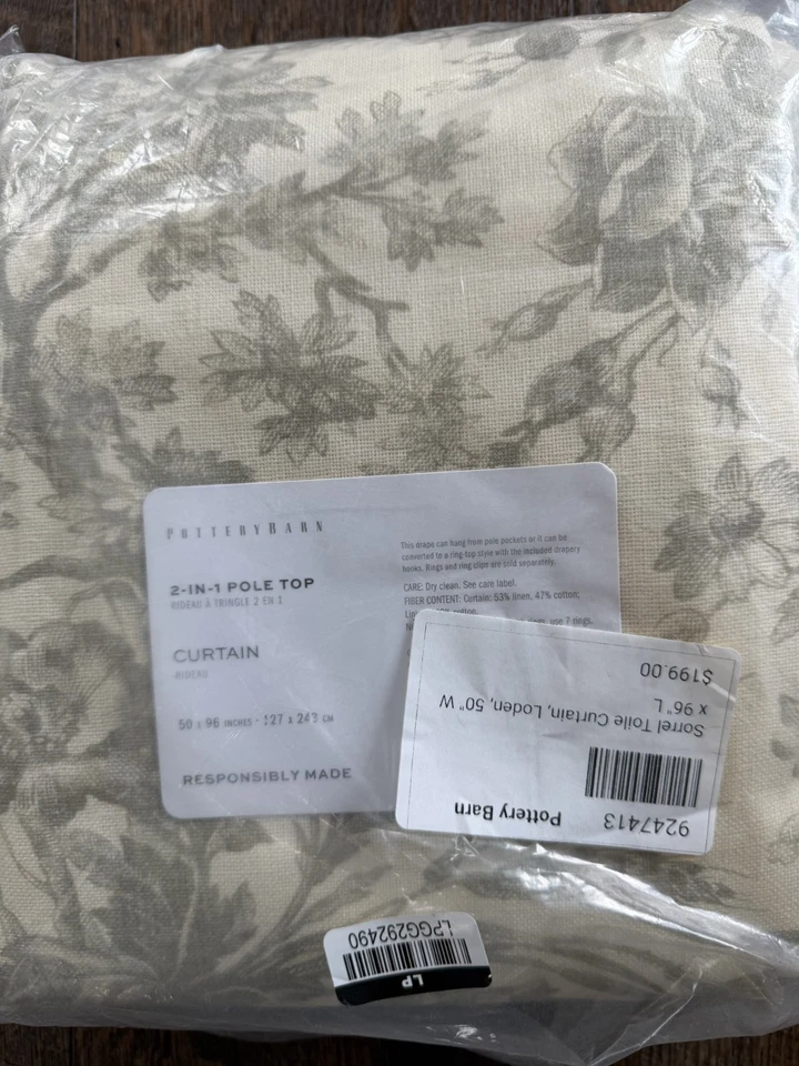Новый Pottery Barn щавель туалет драпировки 50 «x 96» ~ Loden ~ одна драпировка - Изображение 2 из 3