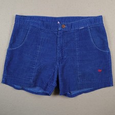 Vintage Ocean Pacific OP Corduroy Shorts Men's 36 Blue 3.5" Retro Surf 70s 80s
