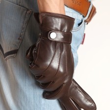 Mens Genuine Nappa Leather Warm Lined Gloves On Sale EM007