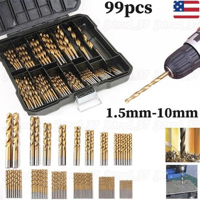99pcs Drill Bit Set 1.5mm-10mm HSS Titanium Multi Drill Bits Twist Metal Tools