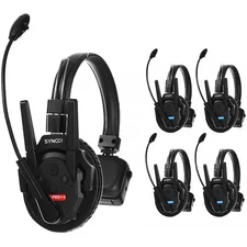 SYNCO XTALK XPRO5 5 Pack, 2.4GHz, Wireless Intercom Headset System, 500m/1640ft