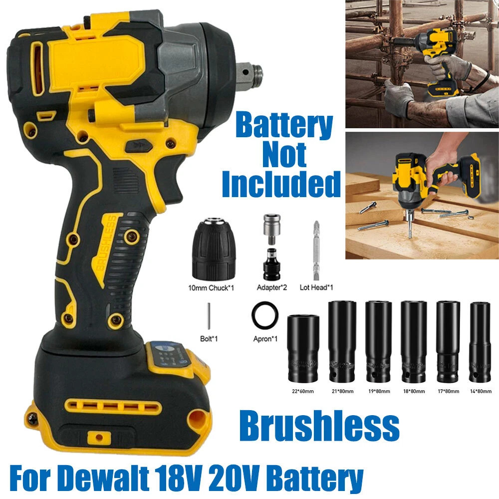 High Torque 1/2" Cordless Impact Wrench 3IN1 w/ 6 Sockets For Dewalt 20V Battery