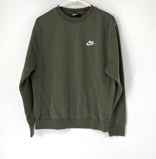 Nike men  s medium crew neck sweatshirt Olive Green Pullover Essential