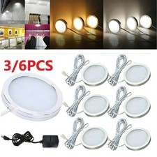 3/6PCS Under Cabinet Lighting Kit LED Puck Kitchen Counter Closet Lights Lamp UK