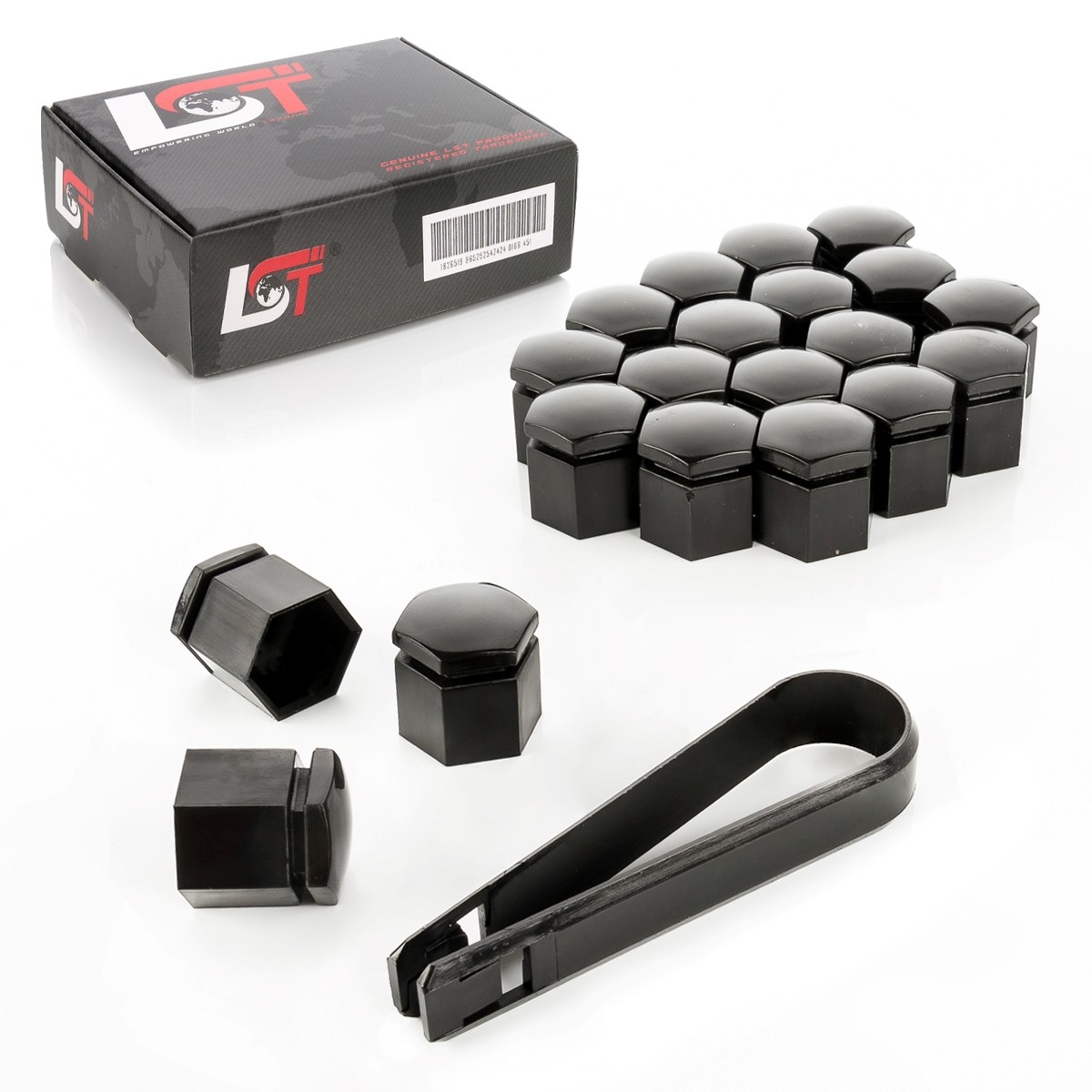 20X Wheel Nut Cover Hex Caps 17 Mm Black For DAIMLER