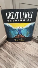 Rare Great Lakes Brewing Tin Beer Sign Holy Moses White Ale Cleveland Ohio Bar 
