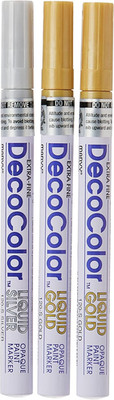 Uchida of America 1234-3C Decocolor Extra Fine Point Pen, Silver/Gold, 3-Pack