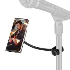 Flexible Phone Holder for Mic Stand, Adjustable Mic Stand Cell Phone Clip