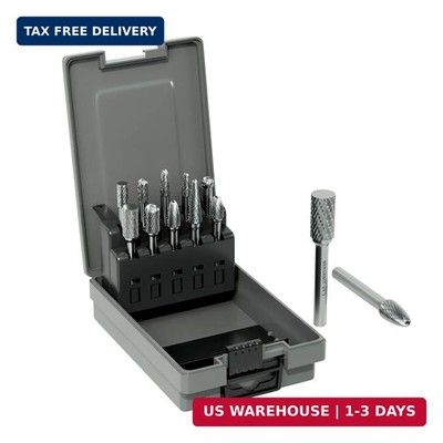 Professional 10 Pcs Tungsten Carbide Rotary Burr Bits Set, Double Cut Carbide Bu