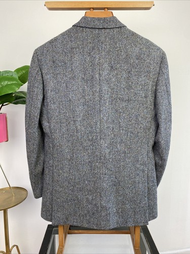 Harris Tweed (38/40S) Blue Barleycorn TWEED Modern Sport Coat Jacket EWM - Picture 8 of 15