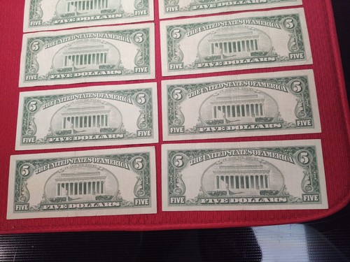 $5 Red Seal Bank Note Lot of 10 US Notes from the Series of 1963 VF/XF - Picture 6 of 8