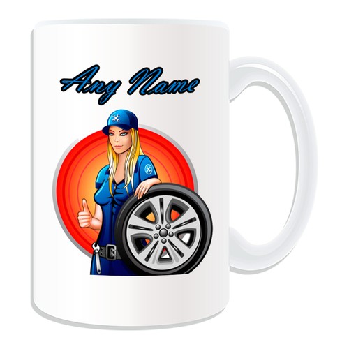 Personalised Gift Hot Mechanic Girl Mug Money Box Cup Name Tea Garage Car Sexy - Picture 16 of 20