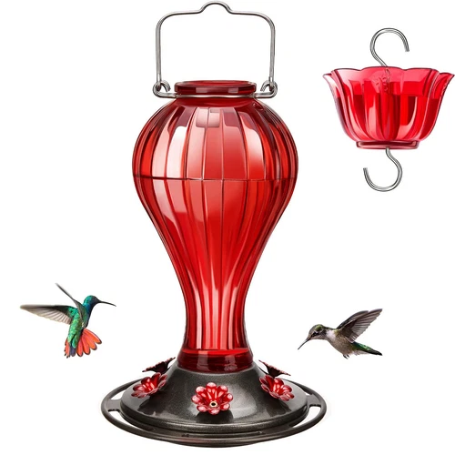24-Ounce Glass Hummingbird Feeder 6 Feeding Ports Hanging Bird Nectar Feeder fo - Picture 1 of 6