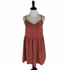 Shein Women's S Small Mini Dress Floral Strappy V-Neckline Red White