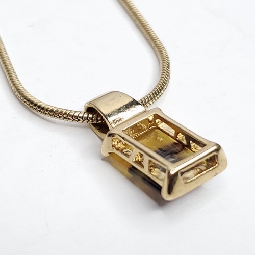 Monet Goldtone Chanel Set Faux Honey Amber Brown Pendant Necklace Snake Chain - Picture 3 of 5