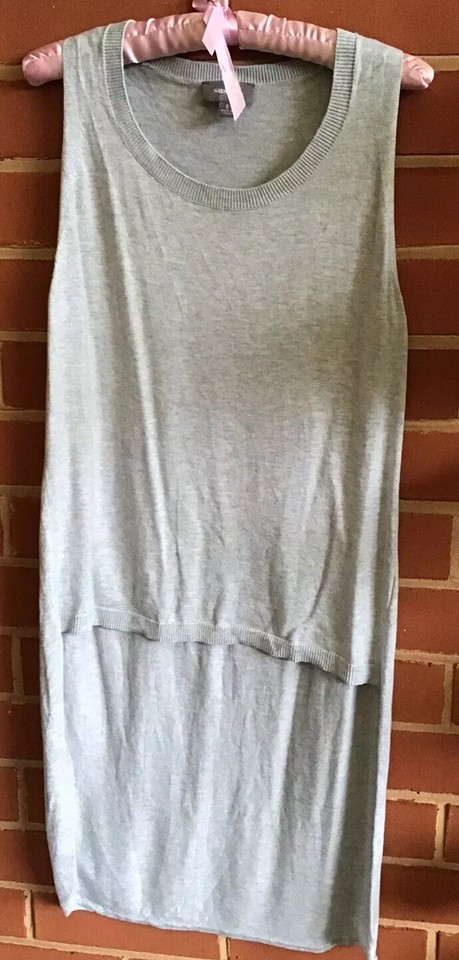 SUSSAN Grey Knit Sleeveless Knitted Hi Low Hem Tunic Vest Jumper Top S 10 EUC