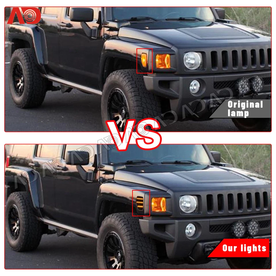 2x Para Hummer H3 H3T Lente de Humo LED Frontal Lateral Marcador Lámpara Esquina Luz de Estacionamiento Foto 4 de 4