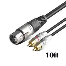 10ft XLR Female to 2 RCA Male Audio Y Splitter Patch Cable