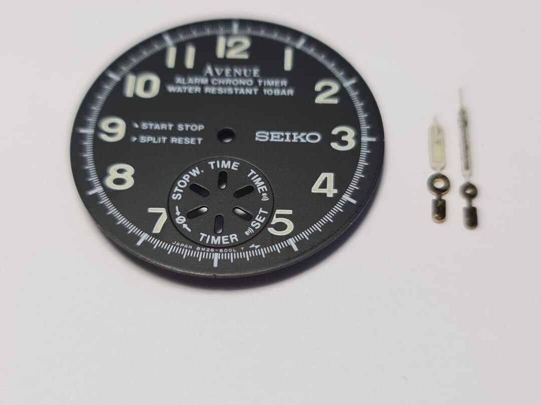GENUINE PATINA BLACK DIAL AND HANDS SEIKO AVENUE ALARM CHRONO