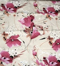 Bright Bold Magenta Pink Flowers Cattails Decorator Fabric 62" L x 63" W OOP