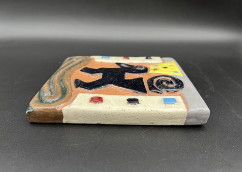 Vintage Elyse Saperstein Pottery Folk Art Tile - Signed - Picture 10 of 19