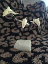 Vintage Mid Century Modern Dolphins Art Sculpture on Wire & Rock