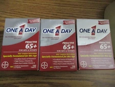 lot of 3 ONE A DAY MEN/WOMEN 65+ PROACTIVE-MULTIVITAMIN-VITAMIN D + B12-150ct ea