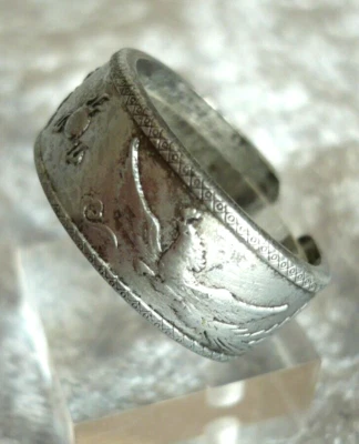 Metall Ring 8,5 mm verstellbar Adler + Drachen hell silber hinten offen NEU