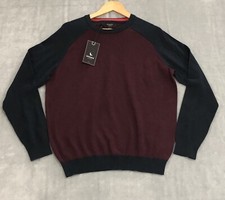 Broken Standard Jumper Men's 2XL XXL Navy Burgundy Lyle Crew Neck Pullover Knit