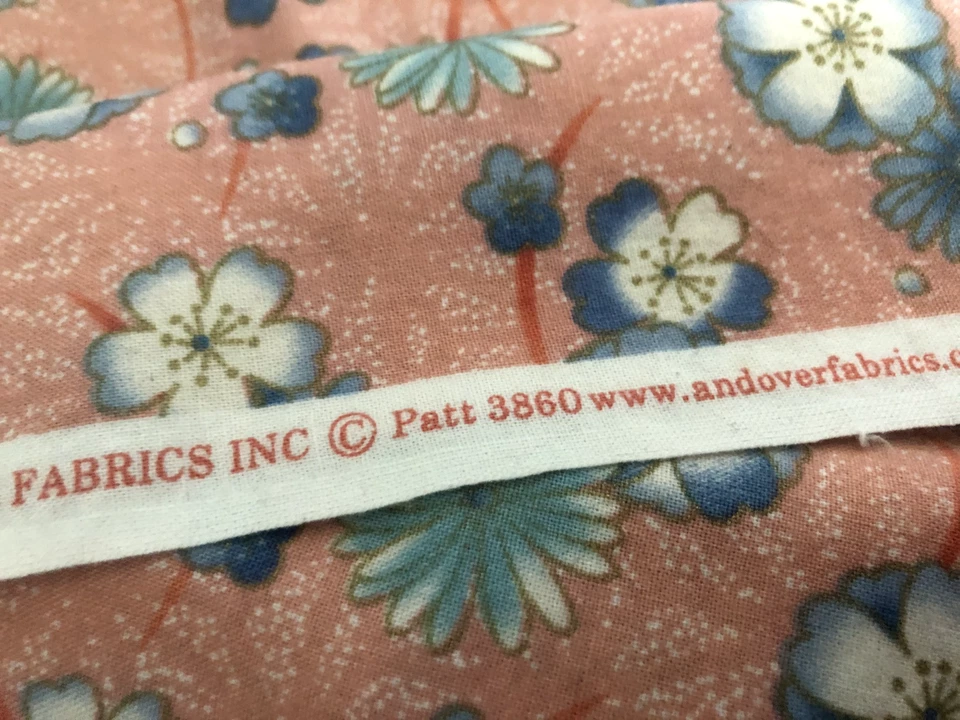 TELA DE COLECCIÓN 41WX34L KATHY HALL ANDOVER Pearl River Floral Rosa Azul Algodón 1 yarda Foto 2 de 4
