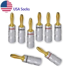 Dual Screw Audio 24K Gold Plated 16x Speaker Wire 4mm Banana Plug Jack Connector